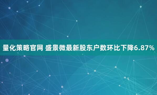 量化策略官网 盛景微最新股东户数环比下降6.87%